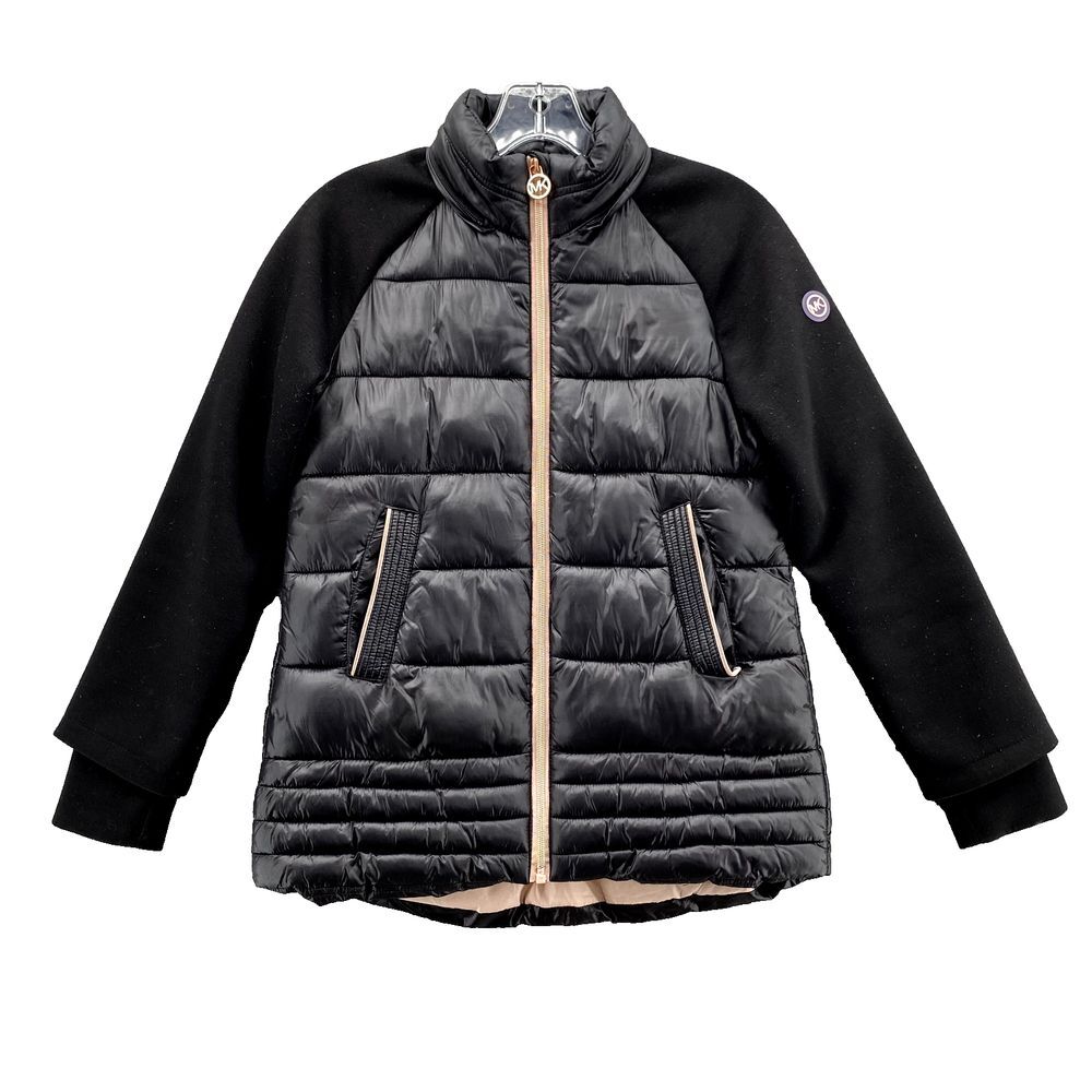 Michael Kors Puffer Jacket Womens Small Quilt Shine Sweater Sleeves Outdoor Chic